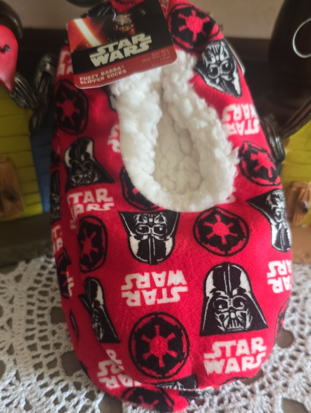 Star Wars Red & Black Darth Vader Fuzzy Slipper Socks for Kids